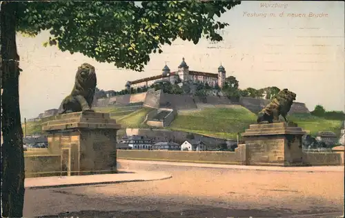 Ansichtskarte Würzburg Festung Marienberg, Löwenköpfe 1912