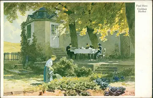 Prof. Paul Hey: Goldner Herbst Künstlerkarte: Gemälde / Kunstwerke 1922