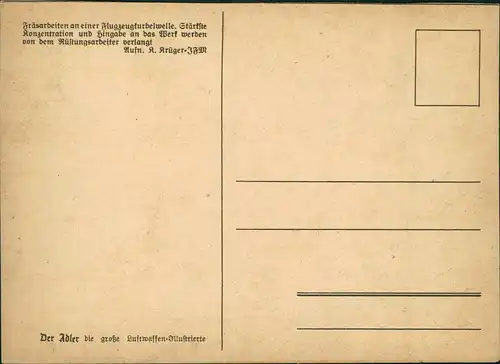 2. Weltkrieg Flugzeug Luftwaffe Fräsarbeiten an Flugzeug-Kurbelwelle 1940