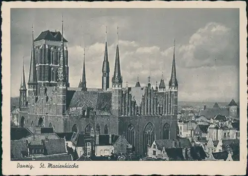 Postcard Danzig Gdańsk/Gduńsk Marienkirche Kościół Mariacki 1940
