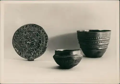 Ansichtskarte Hannover Landesmuseum Sonnenscheibe und Gefäße aus Gold 1936