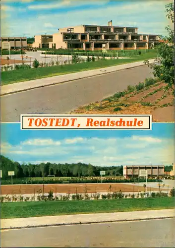 Ansichtskarte Tostedt Ortsansichten Realschule Schule (2-Bild-Karte) 1960