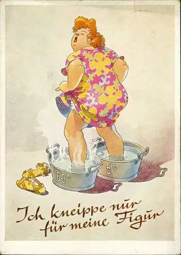 Ansichtskarte  Scherzkarten Kur Moorbad "Kneippe nur für meine Figur" 1960