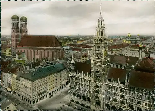 Ansichtskarte München Panorama-Ansicht München Rathaus und Dom 1960