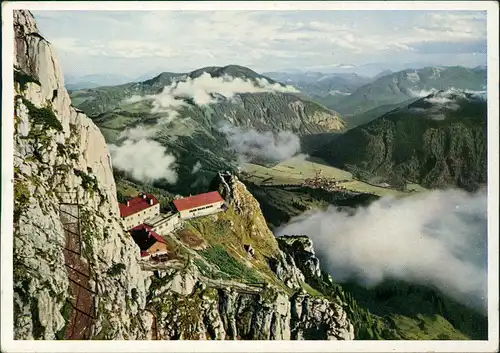 Bayrischzell Wendelstein und Wendelsteinhaus mit Blick auf Bayrischzell 1950