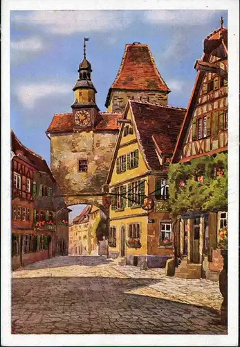 Rothenburg ob der Tauber Markusturm nach Gemälde von V. Marschall   1949