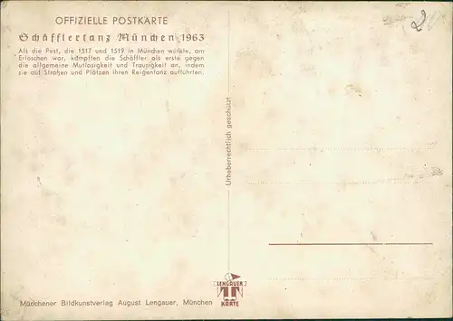 Ansichtskarte München Schäfflertanz-Gruppe OFFIZIELLE POSTKARTE 1963