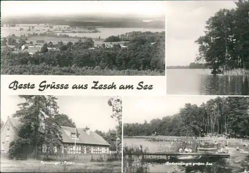 Zesch am See-Zossen DDR Mehrbildkarte Grusskarte mit 4 Ortsansichten 1980/1979