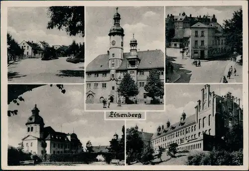 Ansichtskarte Eisenberg (Thüringen) Mehrbildkarte mit 5 Ortsansichten 1952