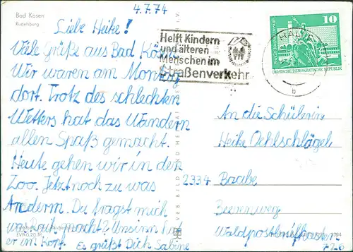 Ansichtskarte Saaleck-Bad Kösen Rudelsburg 1974