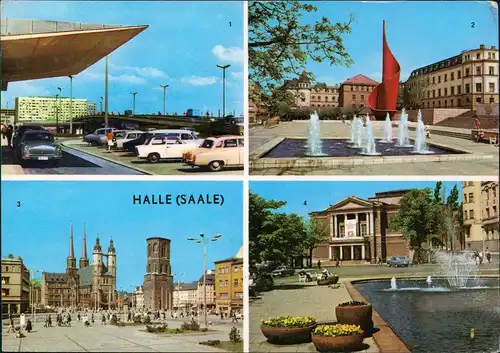 Halle Saale Hochstraße Hansering Fahnenmonument Flamme der Revolution" 1973