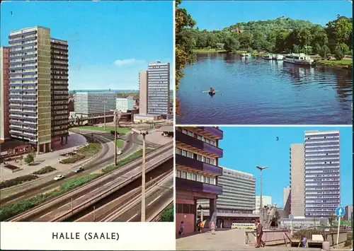 Halle (Saale) Hochstraße am Thälmannplatz, Saalepartie, Thälmannpaltz 1979