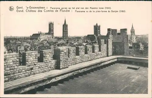 Gent GhentGand Château des Comtes Flandre vue de la plate-forme du Donjon 1920