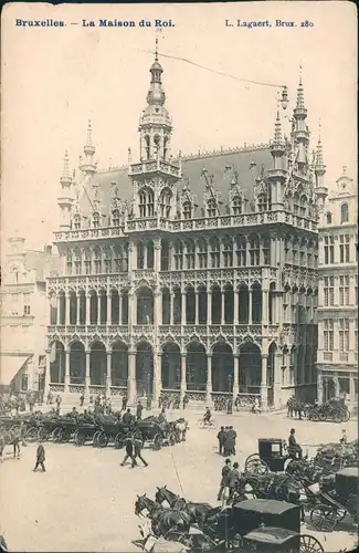 Postkaart Brüssel Bruxelles Pferde Kutschen vor dem Maison du Roi 1910