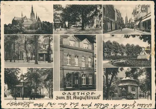 Kevelaer Mehrbild-AK Ortsansichten mit Gasthof Zum St. Augustinus 1950