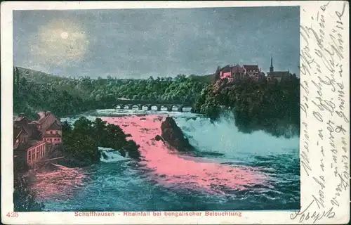 Neuhausen am Rheinfall Schaffhausen Rheinfall bei bengalischer Beleuchtung 1902