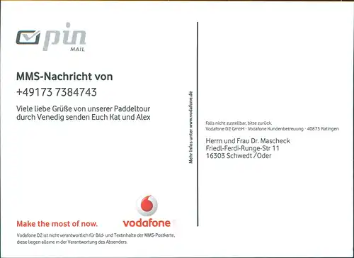 Ansichtskarte  Reklame & Werbung Vodafone D2 - Venedig 2004