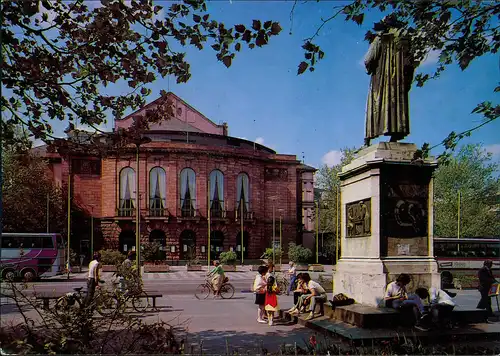 Ansichtskarte Mainz Städtisches Theater und Gutenberg-Denkmal 1972