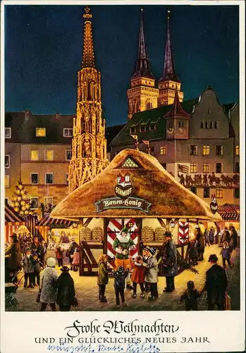 Nürnberg Christkindles-Markt, Weihnachtsmarkt Schmidt Lebkuchen Werbe AK 1973