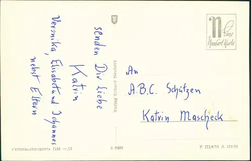Ansichtskarte  Schulanfang, Zuckertüte - Stilleben 1959