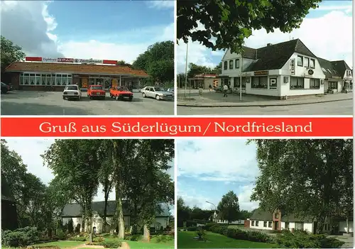 Ansichtskarte Süderlügum Sønder Løgum Spar-Markt, Kirche, Gasthaus 1981