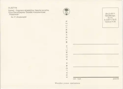 Postcard Allenstein Olsztyn MB: Straße, Hochhäuser 1971