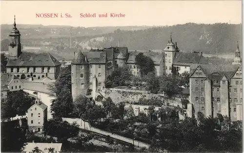 Ansichtskarte Nossen Schloß und Kirche 1913