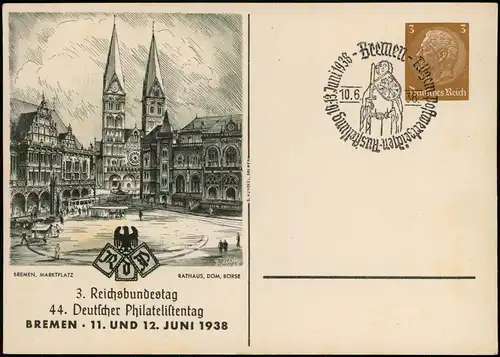 Ganzsache Bremen Rathaus Ganzsache 44. Philatelistentag 1938