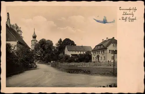 Ansichtskarte .Sachsen Erzgebirge, Straßenpartie, Kirche - Auto 1936