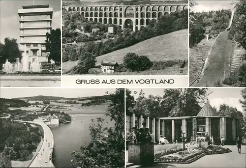 Netzschkau (Vogtland) Gruss  Vogtland: Wasserturm, Göltzschtalbrücke 1980