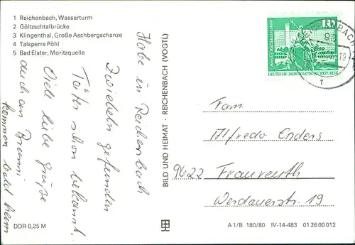 Netzschkau (Vogtland) Gruss  Vogtland: Wasserturm, Göltzschtalbrücke 1980