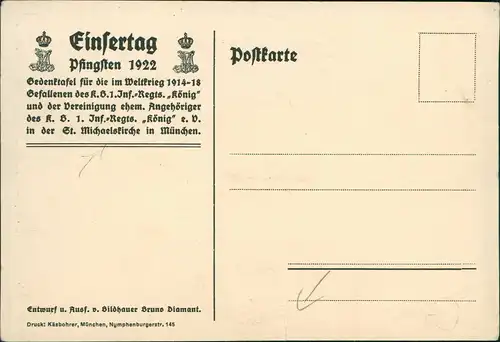 Ansichtskarte München Weihe der Gedenkstafel an der Michaeliskirche 1922