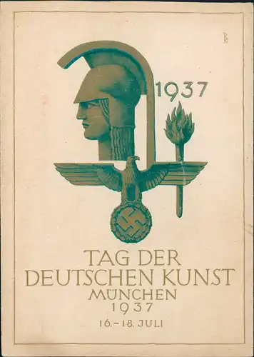 Ansichtskarte  Militär/Propaganda TAG DER DEUTSCHEN KUNST München 1937 gel. Sonderstempel