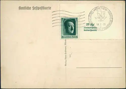 Ansichtskarte  Militär/Propaganda TAG DER DEUTSCHEN KUNST München 1937 gel. Sonderstempel