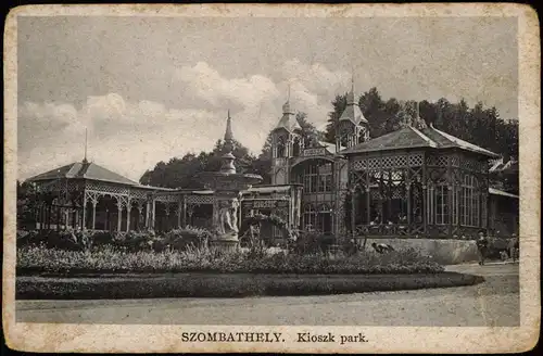 Postcard Steinamanger Szombathely Kioszk park 1926