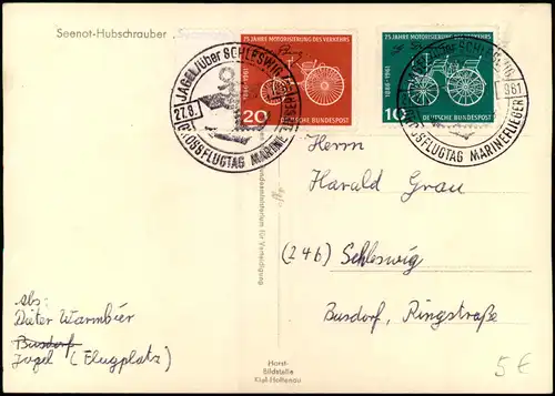 Ansichtskarte  Bundeswehr Seenot-Hubschrauber Sycamore 1961