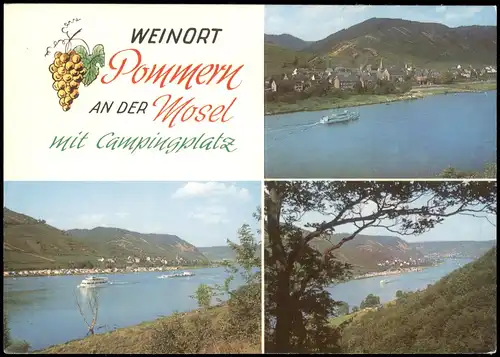 Pommern (Mosel) WEINORT mit Campingplatz Fahrgastschiff auf Mosel 1970