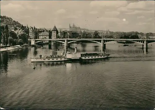 Prag Praha Fahrgastschiff Dampfer Jirásek Brücke/Jiráskův most 1958
