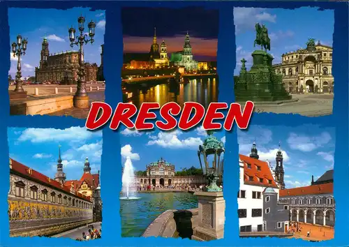 Ansichtskarte Dresden Mehrbildkarte mit 6 Stadt-Ansichten 2012