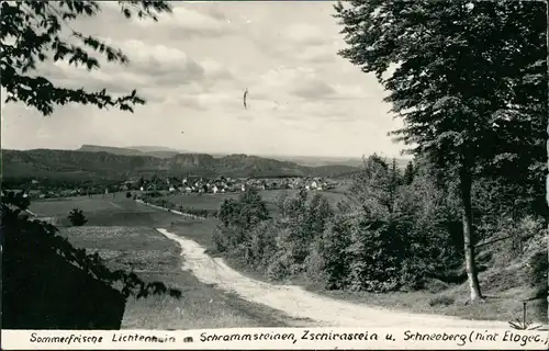 Ansichtskarte .Sachsen Sommerfrische Lichtenhain u. Schneeberg 1957