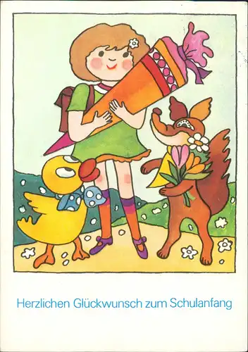 Glückwunsch Schulanfang Einschulung DDR Karte zum Schulanfang 1984