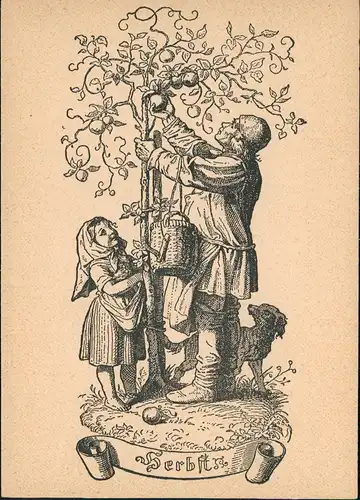 Künstlerkarte Künstler LUDWIG RICHTER: "HERBST" (Stimmungsbild) 1940
