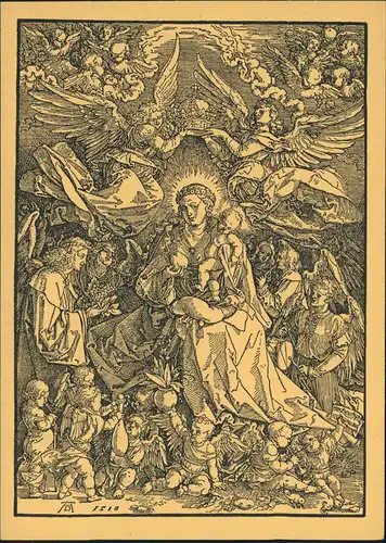 Künstlerkarte Künstler ALBRECHT DÜRER: Maria von Engeln gekrönt 1940