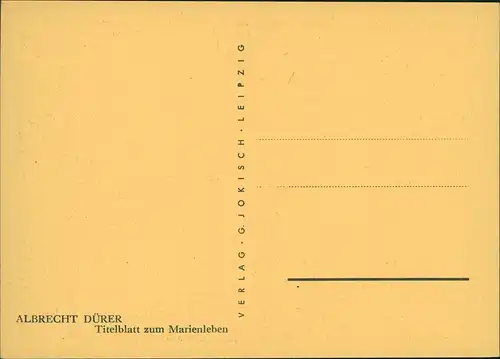 Künstlerkarte Künstler ALBRECHT DÜRER: Titelblatt zum Marienleben 1940