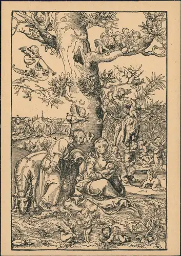 Künstlerkarte Gemälde Kunstwerk: Lukas Cranach Ruhe Flucht nach Ägypten 1930