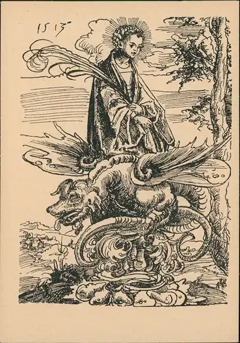 Künstlerkarte Gemälde: Lukas Cranach d. A. Die hl. Margaretha 1930