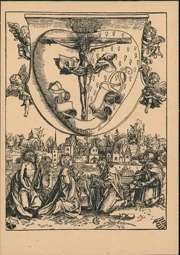 Künstlerkarte Gemälde: Lukas Cranach d. A. Die Verehrung des Herzens Jesu 1930