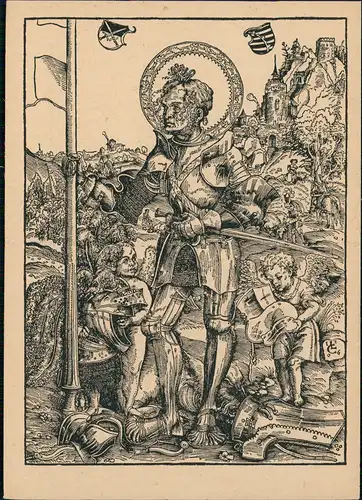 Künstlerkarte Gemälde: Lukas Cranach "Der hl. Georg, stehend" 1930