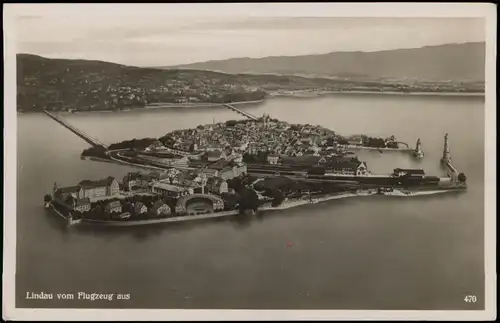 Ansichtskarte Lindau (Bodensee) Luftbild Ortsansicht vom Flugzeug aus 1930