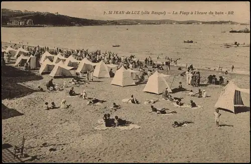 Saint-Jean-de-Luz Panorama côte Basque La Plage à l'heure du bain, Strand 1910